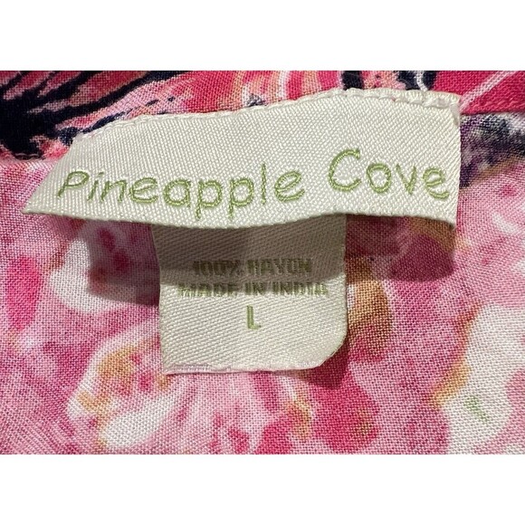 Pineapple Cove Pink Tropical Floral Rayon A-Line Sleeveless Dress Womens Large - Picture 5 of 6